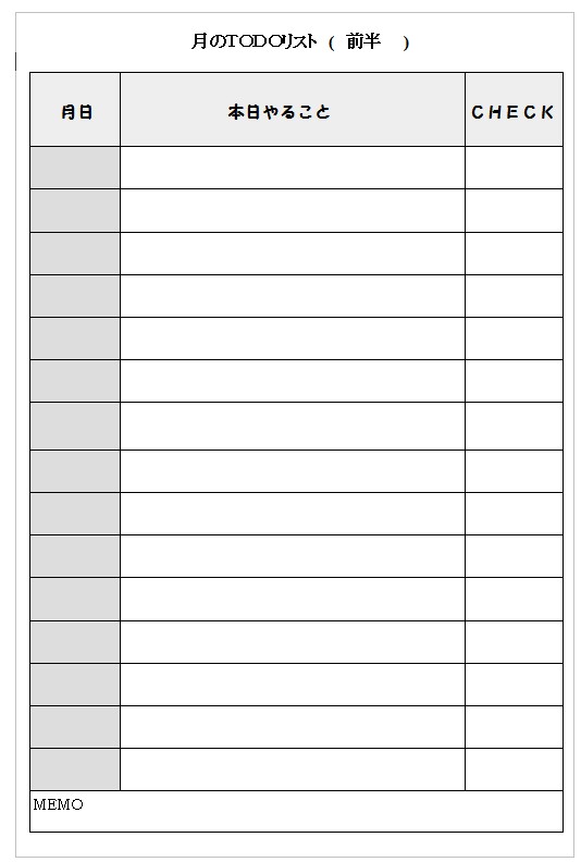１日ごとのｔｏｄｏリスト 無料の雛形 書式 テンプレート 書き方 ひな形の知りたい