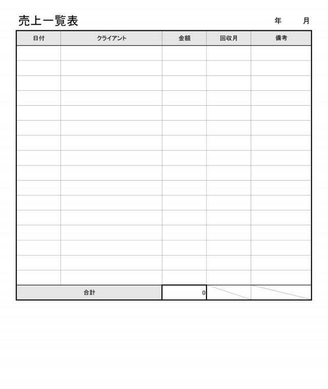 月次売上一覧表 無料の雛形 書式 テンプレート 書き方 ひな形の知りたい