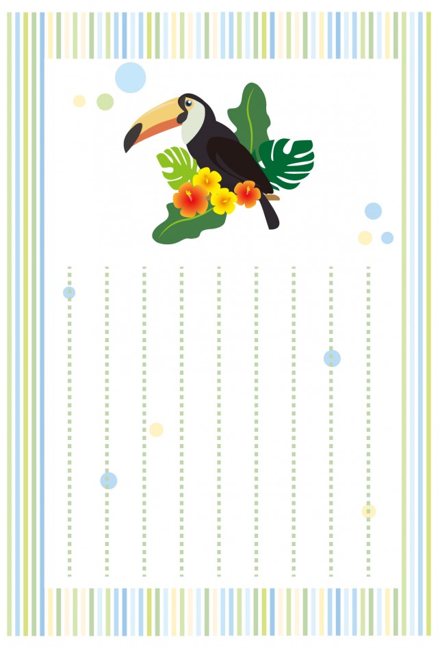 暑中見舞い 南国の鳥 オニオオハシ 無料の雛形 書式 テンプレート 書き方 ひな形の知りたい