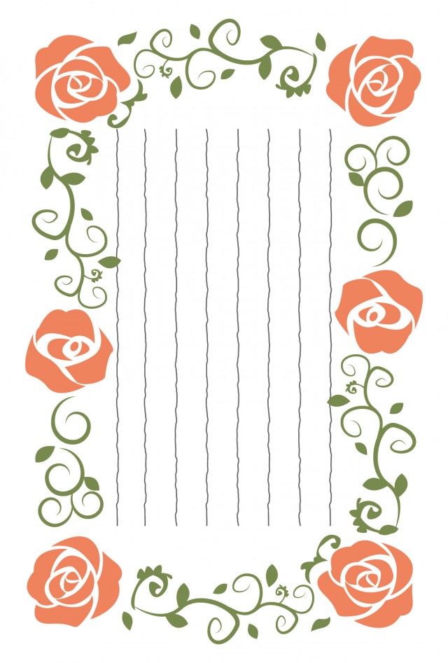 ハガキ 赤いバラのフレーム 縦書き 無料の雛形 書式 テンプレート 書き方 ひな形の知りたい