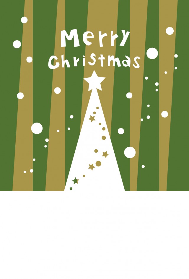 クリスマスカード クリスマスツリーシルエット グリーン 無料の雛形 書式 テンプレート 書き方 ひな形の知りたい