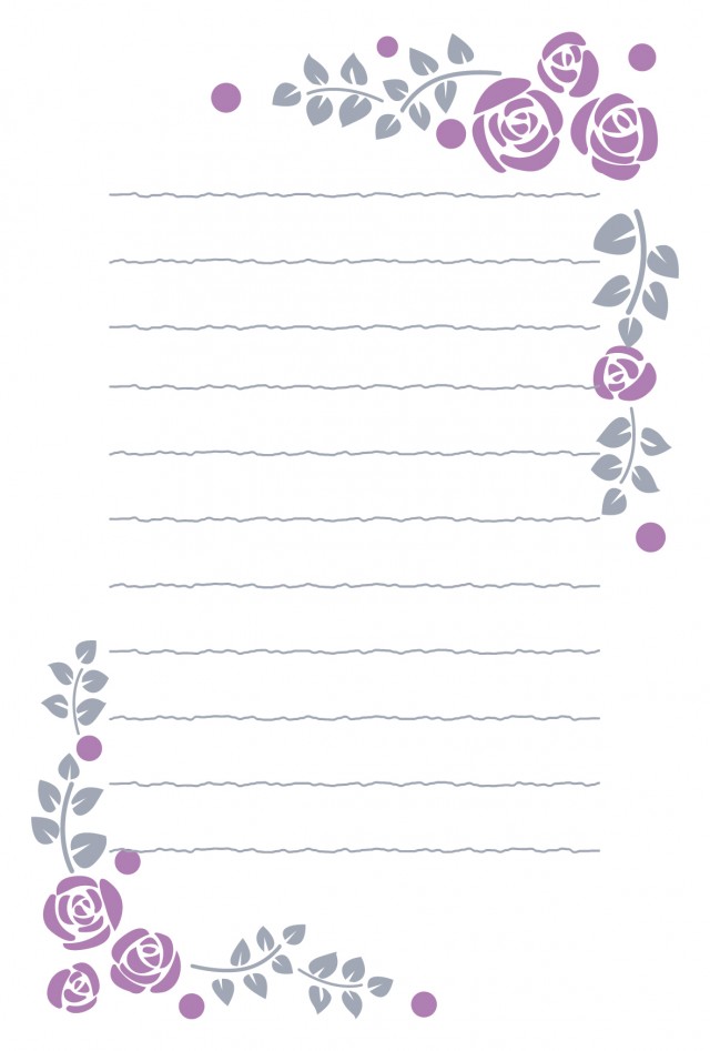 ハガキ バラの便せん 紫 無料の雛形 書式 テンプレート 書き方 ひな形の知りたい