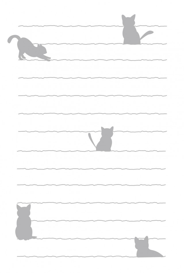 猫便箋 5匹の子猫 横書き 無料の雛形 書式 テンプレート 書き方 ひな形の知りたい