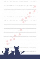 猫便箋　桜と三匹…