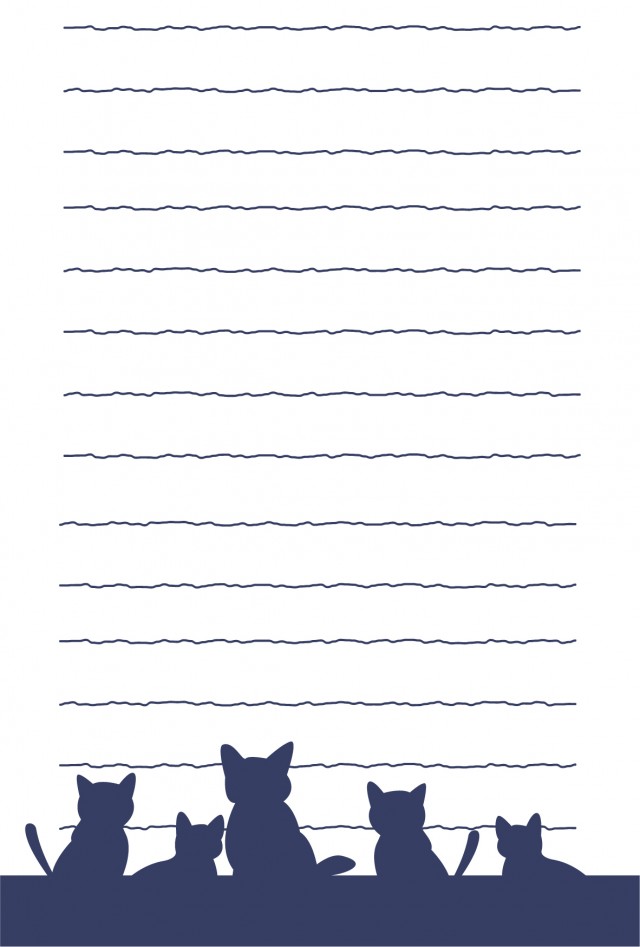猫便箋 5匹の猫 横書き 無料の雛形 書式 テンプレート 書き方 ひな形の知りたい